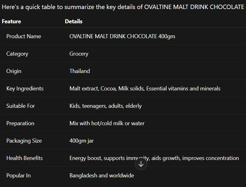 OVALTINE MALT DRINK CHOCOLATE
